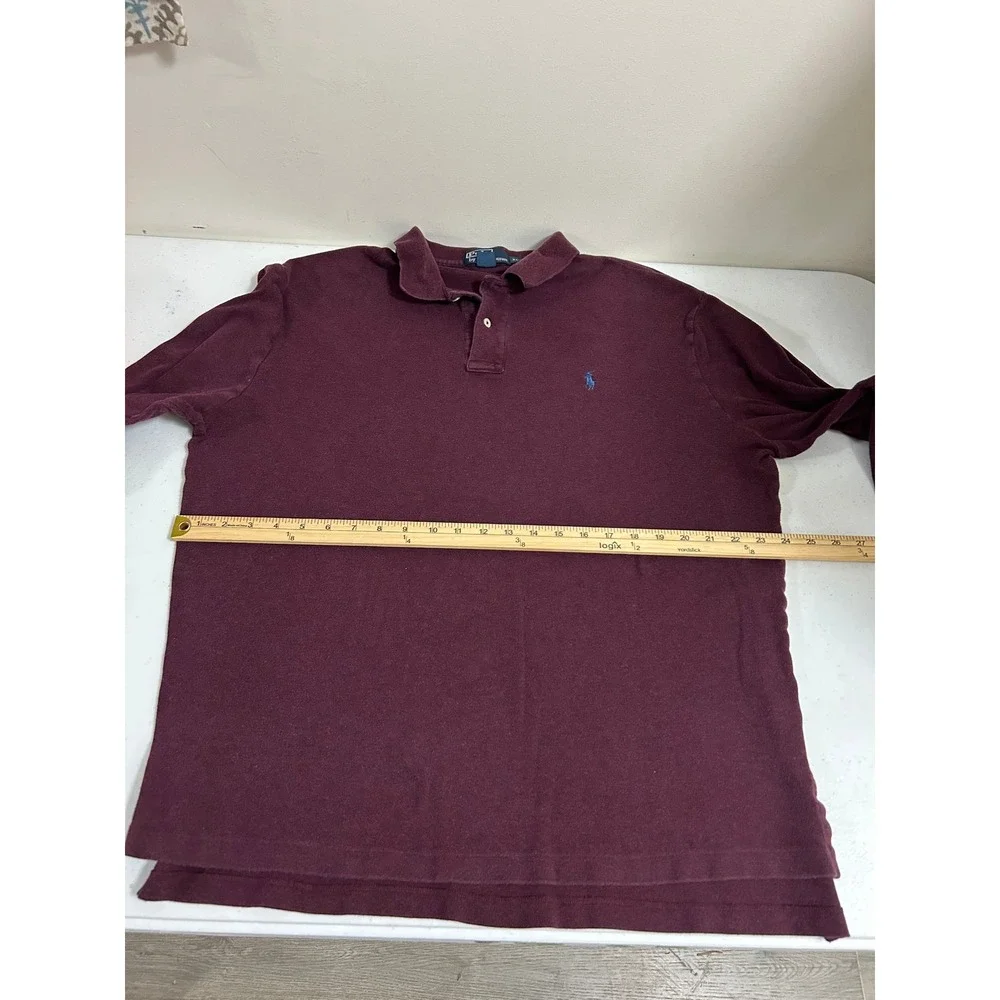 Polo Ralph Lauren Long‎ Sleeve Polo Shirt Burgundy Mens XL Embroidered Pony